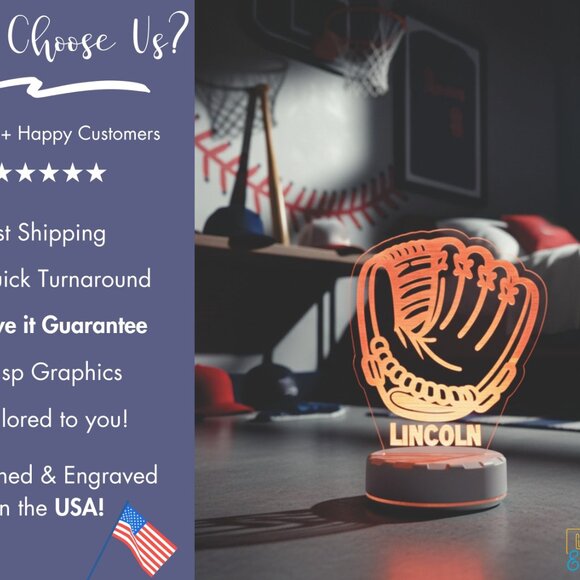 Custom Baseball LED Night Light – Fun Sports Decor for Any Room - Picture 4 of 8